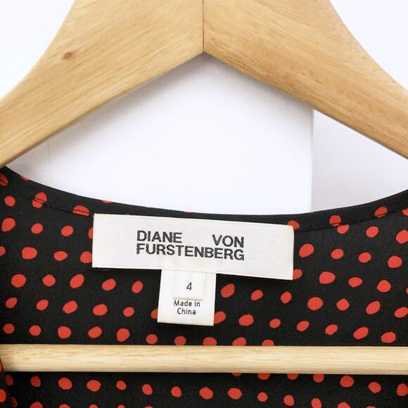 Diane von Furstenberg Dot Print Silk Drape Front Blouse (READY) - Picture 11 of 12